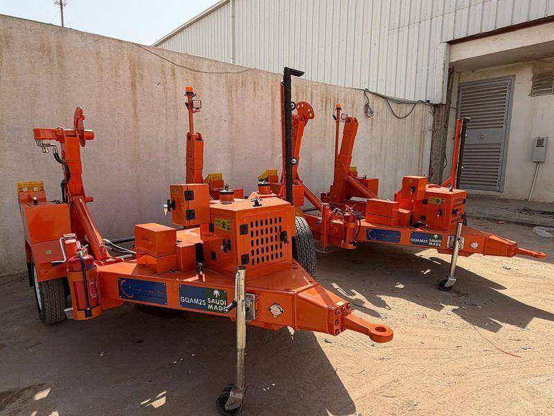 Cable drum trailers lined up in the Riyadh handover yard Cable drum trailers lined up in the Riyadh handover yard